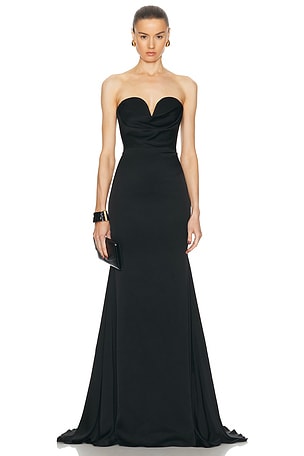 Alex Perry Strapless Sweetheart Drape Gown in Black