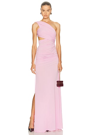Alex Perry One Shoulder Open Back Gown in Pink