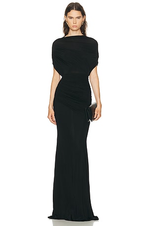 Alex Perry Cape Drape Gown in Black