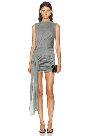 Alex Perry Sleeveless Knot Mini Dress in Grey