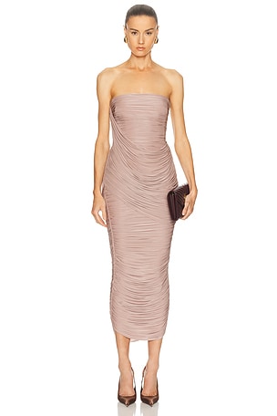 Alex Perry Strapless Drape Column Dress in Mauve