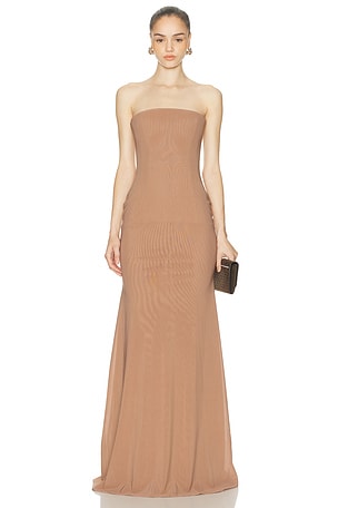 Alex Perry Strapless Longline Corset Gown in Blush