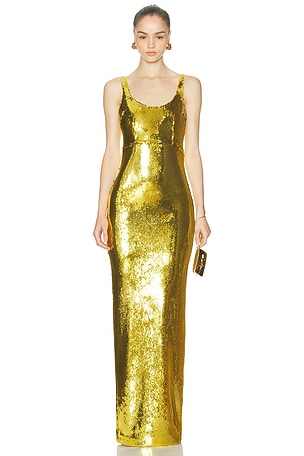 Alex Perry Singlet Column Dress in Green