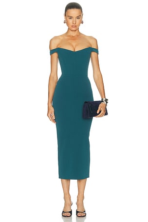 Alex Perry Off Shoulder Dress in Teal