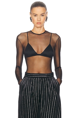 Alex Perry Sheer Mesh Bodysuit in Black