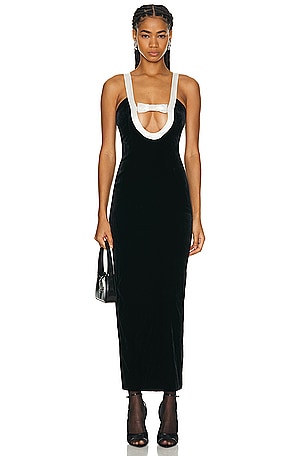 Alessandra Rich Evening Dress With Duchesse Bow in Black