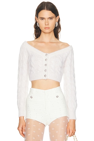 Alessandra Rich Off Shoulder Top in White