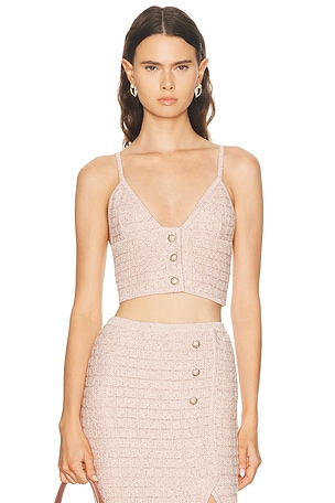 Alessandra Rich Knit Crop Top in Pink