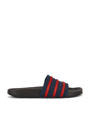 adidas by Wales Bonner Adilette Slide in Brown,Navy