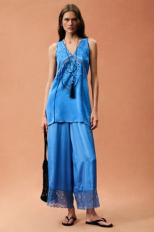 All That Remains for FWRD Bella Silk Pant in Baby Blue