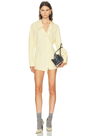 THE ATTICO Asymmetrical Shirt Mini Dress in Yellow
