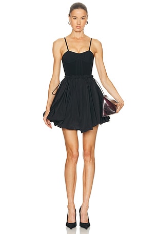 THE ATTICO Flared Bubble Mini Dress in Black