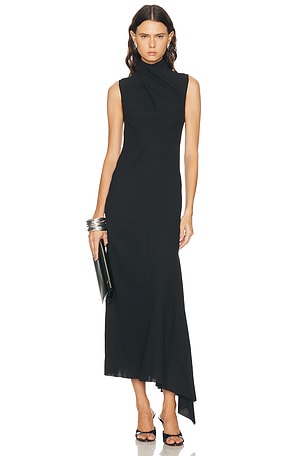 THE ATTICO Turtleneck Midi Dress in Black