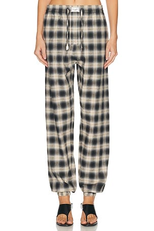 THE ATTICO Long Check Pant in Black
