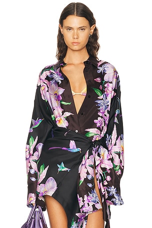THE ATTICO Floral Shirt in Black