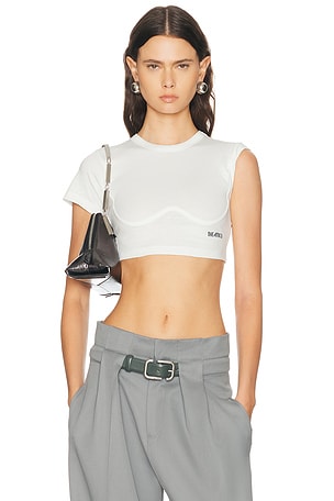 THE ATTICO Logo Crop Tee in White