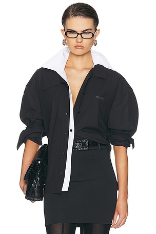 THE ATTICO Oversized Contrast Shirt in Black