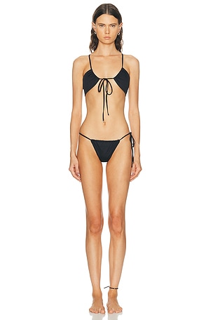 THE ATTICO Tie Bikini Set in Black