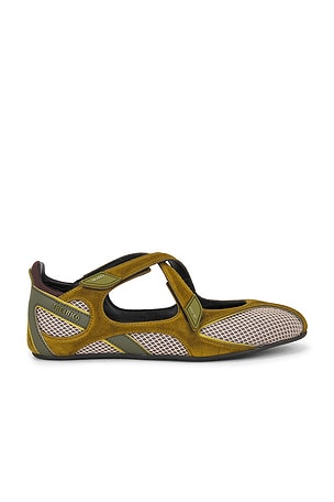THE ATTICO Floor01 Ballerina Flat in Green