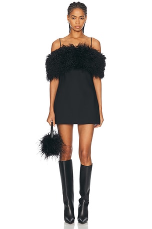 Alexander Wang Mini Dress With Faux Fur Stole in Black