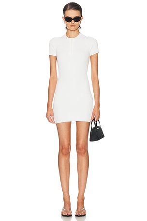 Alexander Wang Track Stripe Mock Neck Dress in White