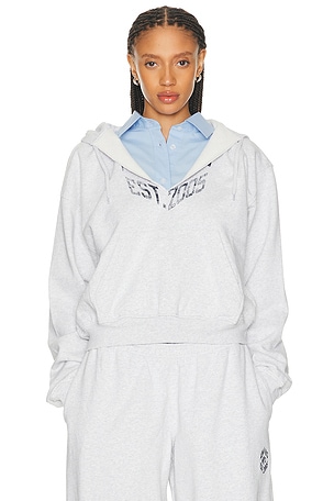 Alexander Wang Prestyled Slashed Hoodie in Grey
