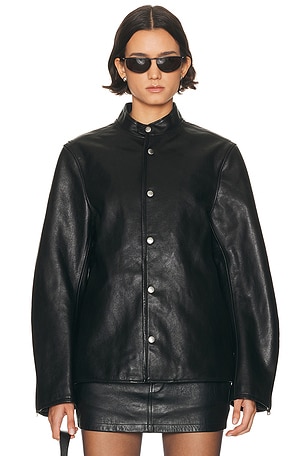 Alexander Wang Curved Sleeve Moto Jacket in Black