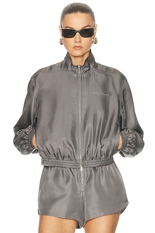 Alexander Wang Cropped Track Jacket in Grey