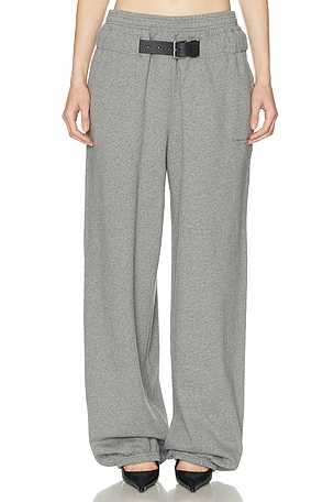 Alexander Wang Mid Rise Belted Sweatpant in Grey