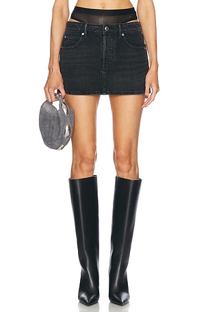 Alexander Wang Hotfix Mesh Undie Crystal Mini Skirt in Black