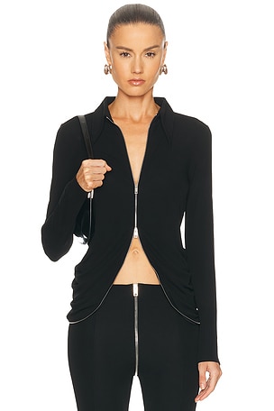 Alexander Wang Continuous Zipper Drape Back Shirt in Black