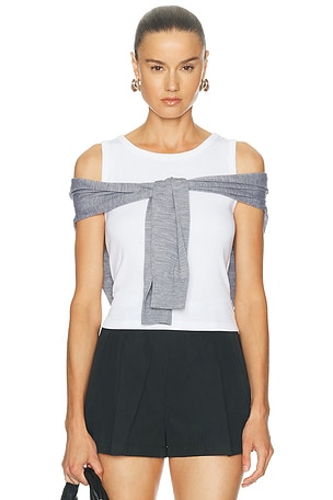Alexander Wang Pre-Styled Tank Top With Draped Cardigan in White