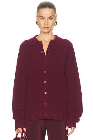 Aya Muse x REVOLVE Relaxed Knit Button Up Sweater in Wine