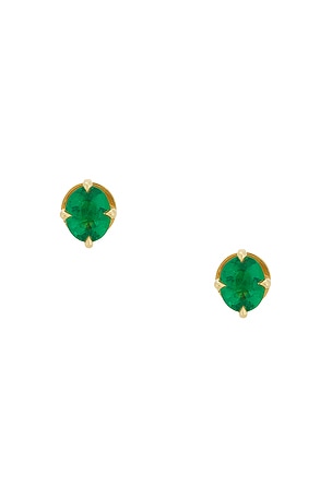 AZLEE Oval Emerald Stud Earrings in Green