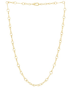 AZLEE Large Motif Chain Lariat Necklace in Metallic Gold