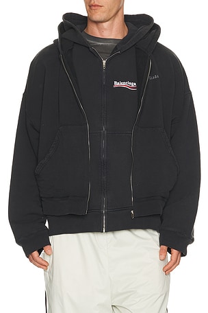 Balenciaga Layered Hoodie in Black