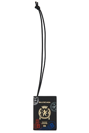 Balenciaga Passport Card Holder Charm in Black