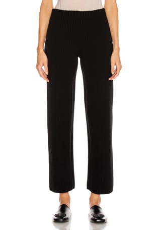 Balenciaga Rib Wide Leg Pant in Black