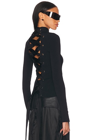 Balenciaga Lace Turtleneck in Black