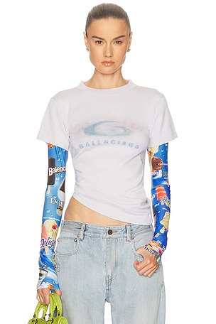 Balenciaga Double Sleeve T-Shirt in Light Grey