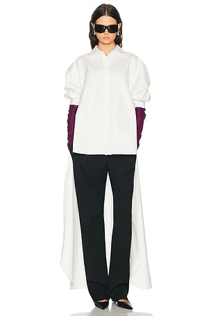 Balenciaga Long Train Shirt in White