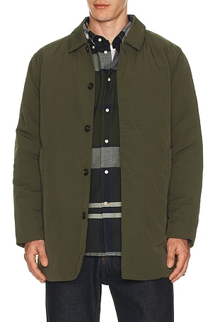 Barbour Wadded Lorden Showerproof Mac Jacket in Olive