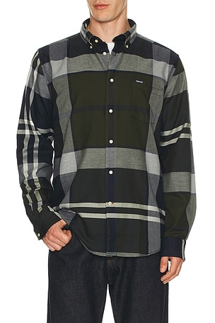 Barbour Dunoon Tartan Tailored Shirt in Olive,Navy