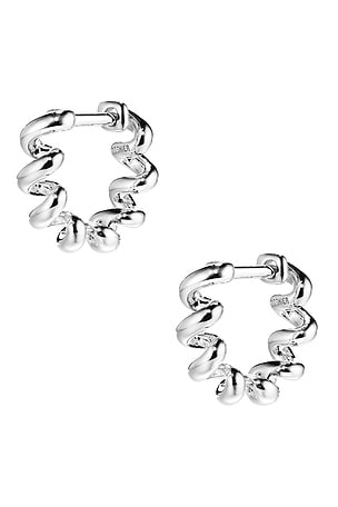 Boochier Slinkee Huggie Earrings in Metallic Silver