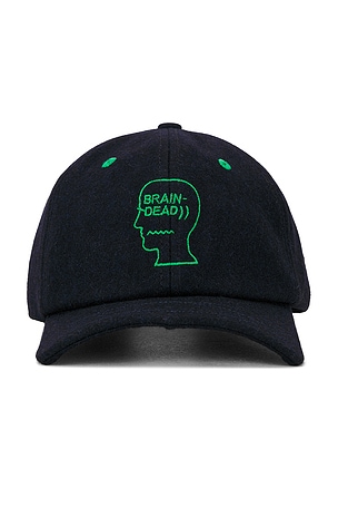 Brain Dead Batwing Logohead Flannel Hat in Navy