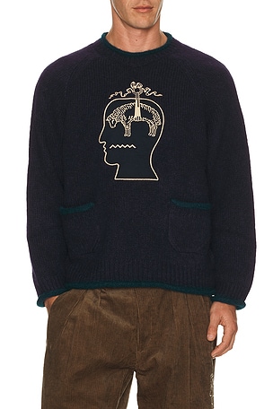 Brain Dead Brooks Brothers California Rolled Neck Sweater in Blue