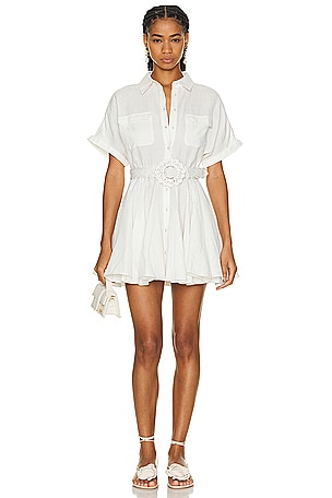 HEMANT AND NANDITA Nera Belt Buckle Short Dress in White