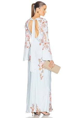 HEMANT AND NANDITA Ezra Back Ties Maxi Dress in Baby Blue