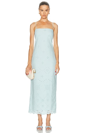 HEMANT AND NANDITA Hana Strappy Midi Dress in Blue