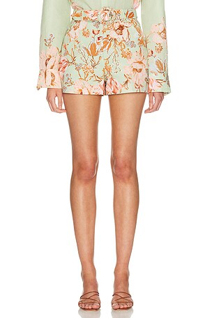 HEMANT AND NANDITA Ezra Belt Buckle Shorts in Mint